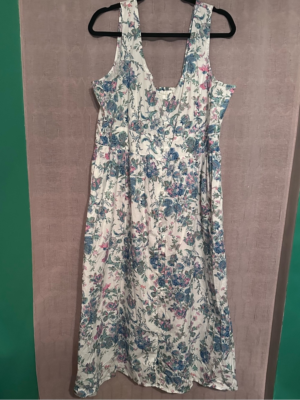 NWT J. Crew English Garden Floral Print Button Midi Dress